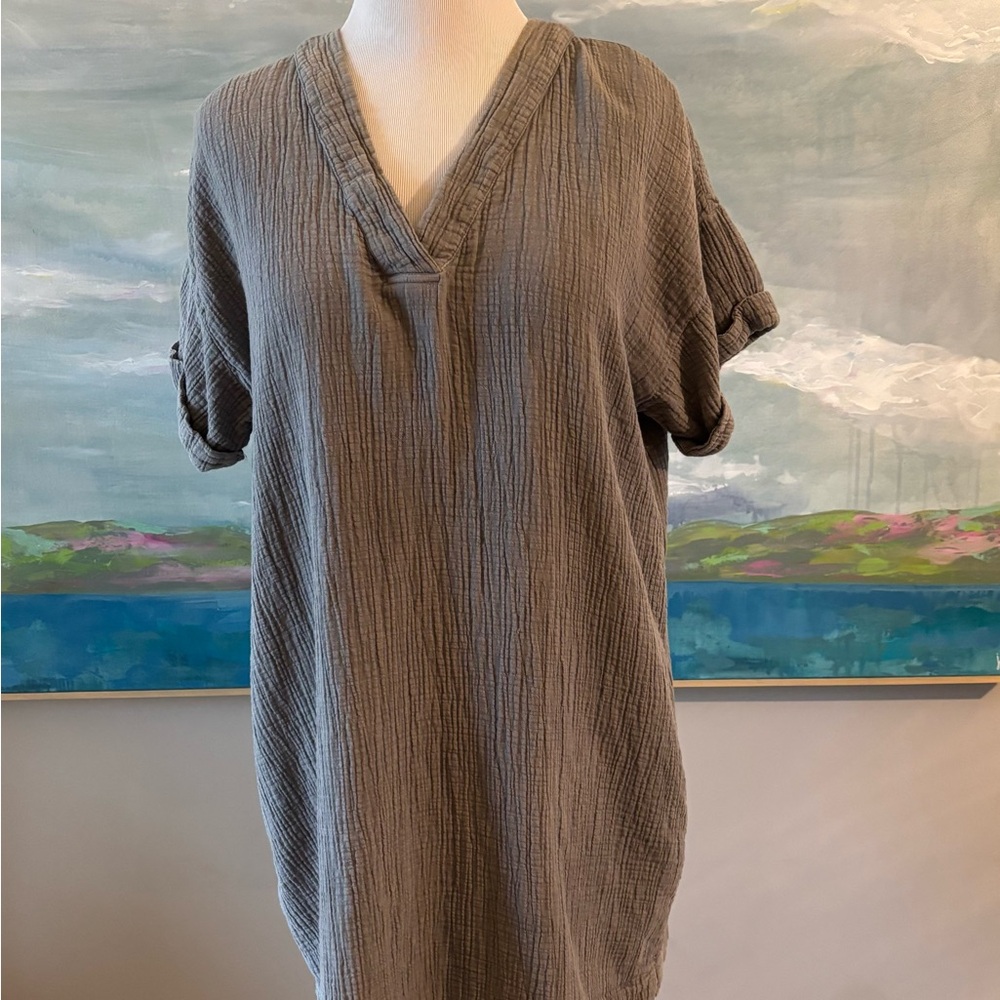 Wonderly Charcoal Textured V-Neck Dress. Size XL. Super comfortable